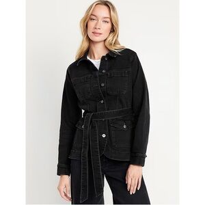 Old Navy Jean Utility Jacket Washed Black Small Petite